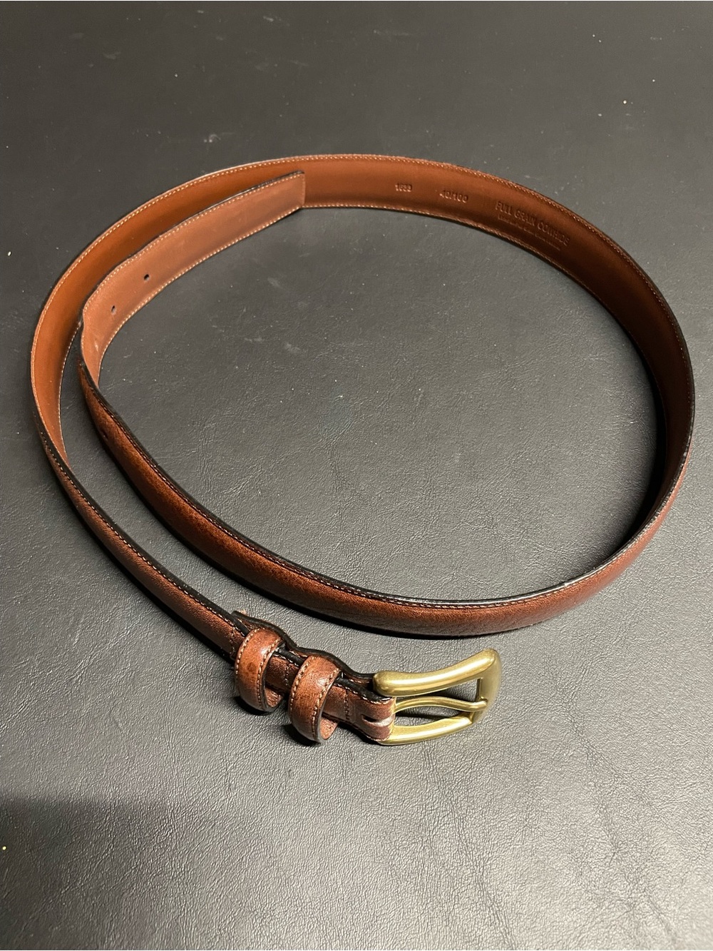 Roundtree & Yorke Brown Leather Belt with Brass Buckle